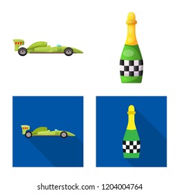 Isolated object of car and rally sign. Set of car and race stock symbol for web.