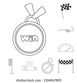 Isolated object of car and rally sign. Set of car and race stock vector illustration.