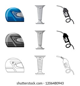 Isolated object of car and rally sign. Collection of car and race stock vector illustration.