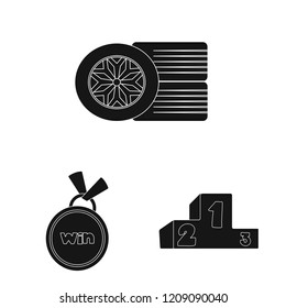 Isolated object of car and rally sign. Set of car and race stock vector illustration.