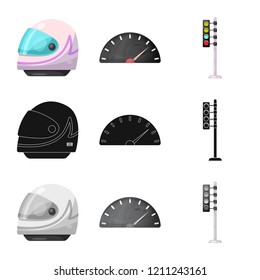 Isolated object of car and rally sign. Set of car and race vector icon for stock.