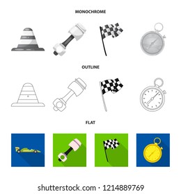 Isolated object of car and rally sign. Set of car and race stock vector illustration.