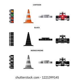 Isolated object of car and rally sign. Collection of car and race stock symbol for web.