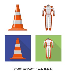 Isolated object of car and rally sign. Set of car and race stock symbol for web.