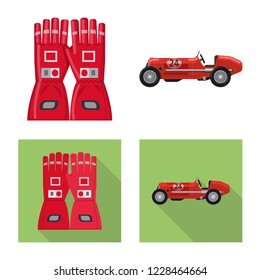 Isolated object of car and rally sign. Set of car and race vector icon for stock.