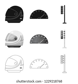 Isolated object of car and rally sign. Collection of car and race stock vector illustration.