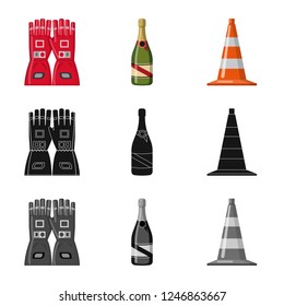 Isolated object of car and rally sign. Collection of car and race vector icon for stock.