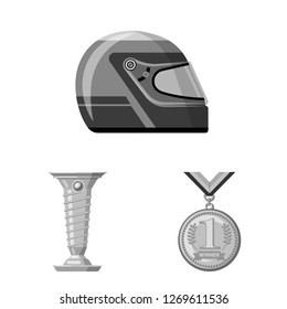 Isolated object of car and rally sign. Set of car and race vector icon for stock.