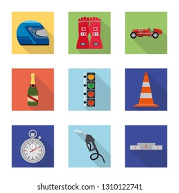 Isolated object of car and rally sign. Collection of car and race vector icon for stock.