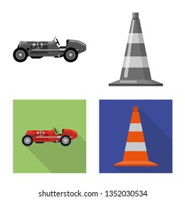 Isolated object of car and rally sign. Set of car and race stock vector illustration.