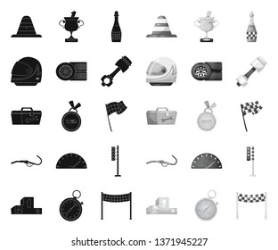 Isolated object of car and rally sign. Set of car and race stock symbol for web.