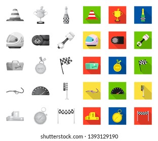 Isolated object of car and rally sign. Set of car and race stock symbol for web.