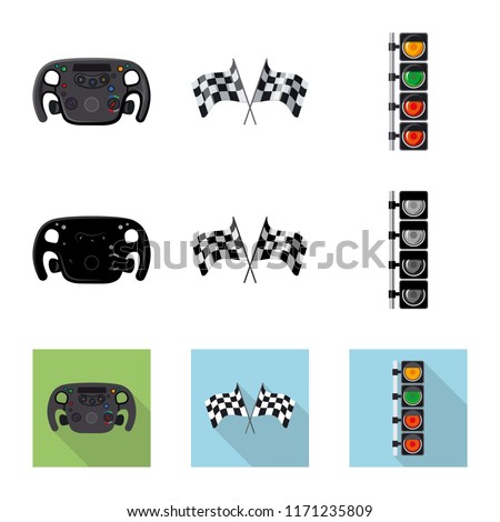 Isolated object of car and rally sign. Set of car and race stock vector illustration.