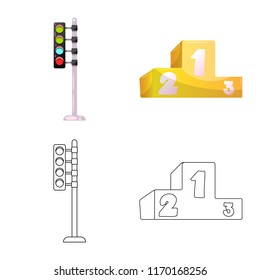 Isolated object of car and rally symbol. Set of car and race stock symbol for web.