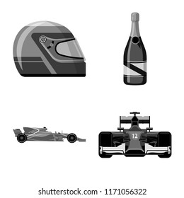 Isolated object of car and rally symbol. Collection of car and race vector icon for stock.