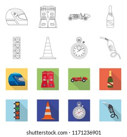 Isolated object of car and rally symbol. Set of car and race stock vector illustration.