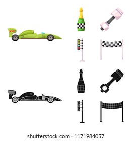Isolated object of car and rally symbol. Collection of car and race stock symbol for web.