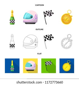 Isolated object of car and rally symbol. Collection of car and race stock vector illustration.