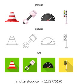 Isolated object of car and rally symbol. Collection of car and race vector icon for stock.