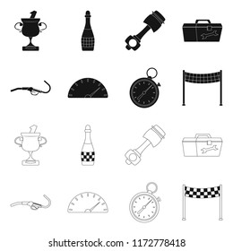 Isolated object of car and rally symbol. Set of car and race stock vector illustration.