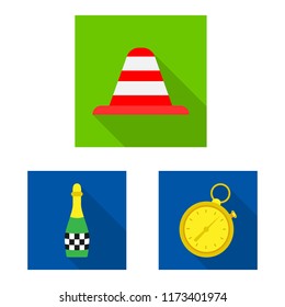 Isolated object of car and rally symbol. Set of car and race stock symbol for web.