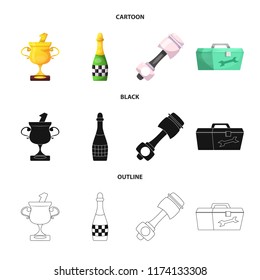 Isolated object of car and rally symbol. Collection of car and race stock vector illustration.