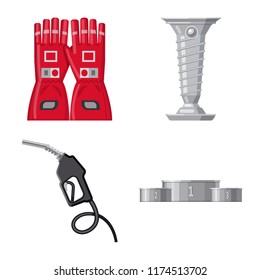 Isolated object of car and rally symbol. Set of car and race vector icon for stock.