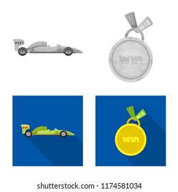 Isolated object of car and rally symbol. Set of car and race stock symbol for web.