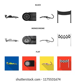 Isolated object of car and rally symbol. Collection of car and race stock vector illustration.