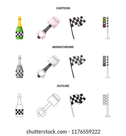 Isolated object of car and rally symbol. Set of car and race vector icon for stock.