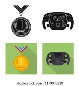 Isolated object of car and rally symbol. Set of car and race stock symbol for web.