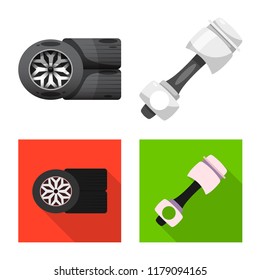 Isolated object of car and rally symbol. Collection of car and race vector icon for stock.