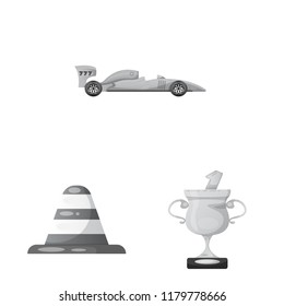 Isolated object of car and rally symbol. Collection of car and race stock vector illustration.