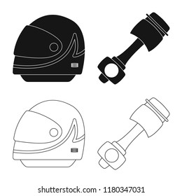 Isolated object of car and rally symbol. Collection of car and race vector icon for stock.