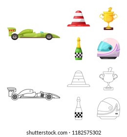 Isolated object of car and rally symbol. Set of car and race vector icon for stock.