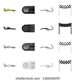 Isolated object of car and rally symbol. Set of car and race stock symbol for web.