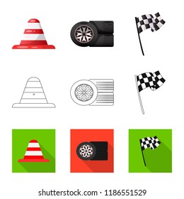 Isolated object of car and rally symbol. Collection of car and race stock vector illustration.