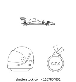 Isolated object of car and rally symbol. Collection of car and race stock vector illustration.