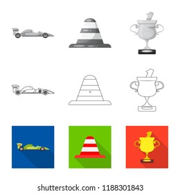 Isolated object of car and rally symbol. Set of car and race vector icon for stock.