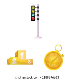 Isolated object of car and rally symbol. Collection of car and race vector icon for stock.