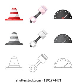 Isolated object of car and rally symbol. Set of car and race stock vector illustration.