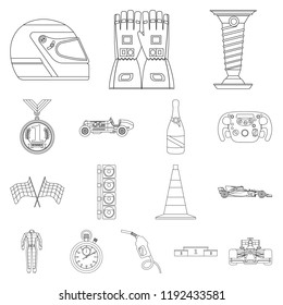 Isolated object of car and rally symbol. Set of car and race vector icon for stock.