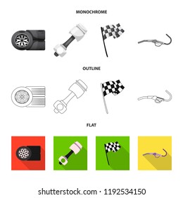 Isolated object of car and rally symbol. Collection of car and race stock vector illustration.