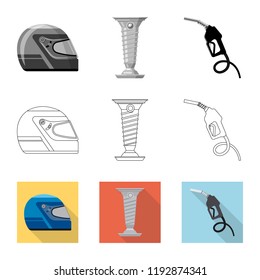 Isolated object of car and rally symbol. Collection of car and race vector icon for stock.