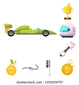 Isolated object of car and rally symbol. Collection of car and race stock symbol for web.