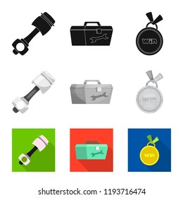 Isolated object of car and rally symbol. Set of car and race vector icon for stock.