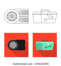 Isolated object of car and rally symbol. Collection of car and race stock vector illustration.