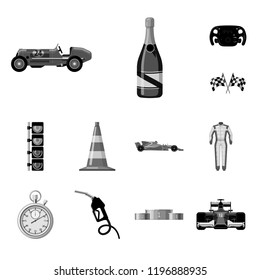 Isolated object of car and rally symbol. Set of car and race stock vector illustration.