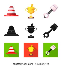 Isolated object of car and rally symbol. Set of car and race stock vector illustration.
