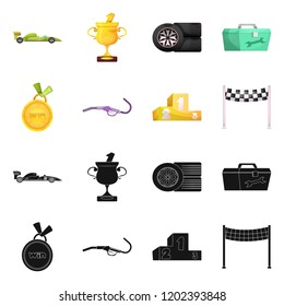 Isolated object of car and rally symbol. Set of car and race stock vector illustration.